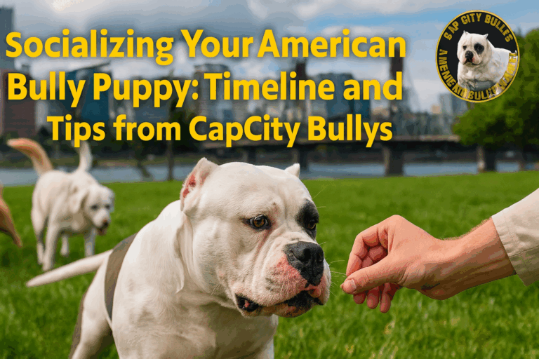 American Bully Puppy Socialization Timeline from American Bully Breeder Cap City bullys